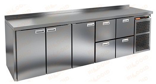 Холодильный стол HICOLD GN 11122 BR2 TN, бок, 4 ящика, 3 двери (-2...+10°С)